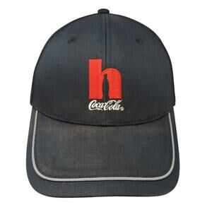 H Coca Cola Strapback Baseball Cap Black One Size Adjustable Embroidered Aramark